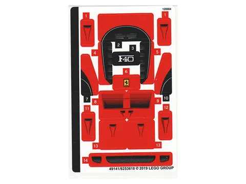 LEGO STICKER SHEET 75890 FERRARI F40 COMPETIZIONE from set New & Genuine