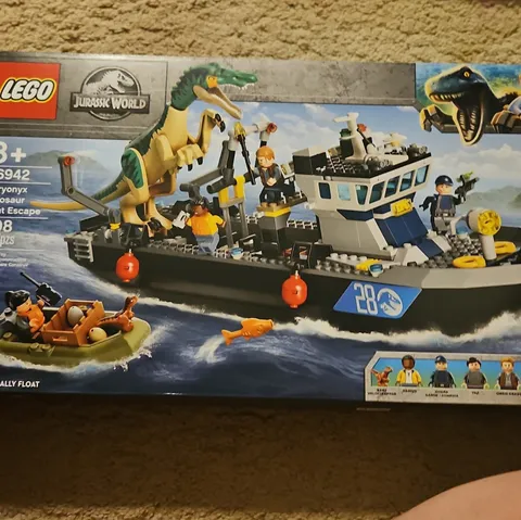 LEGO Jurassic World Baryonyx Boat Escape 76942 Set 308 Pieces 8+ Boats Float
