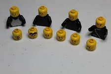 LEGO Assortment of Heads and Black Handless Torsos