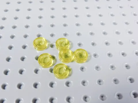 LEGO Lot of 6 Trans Yellow 1x1 Round Smooth Tiles Plates BA