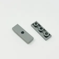 35459 LEGO Parts Tile Modified 1x3 Inverted w/ Hole LIGHT BLUISH GRAY (2)