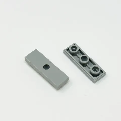 35459 LEGO Parts Tile Modified 1x3 Inverted w/ Hole LIGHT BLUISH GRAY (2)