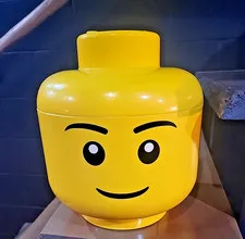 Lego Boy Head Storage Container Stackable Yellow 12" Display Decor, Sorter 