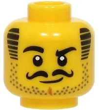 Lego NEW Pirate CAPTAIN MINIFIG HEAD Yellow Black Curly Moustache Sideburns D220