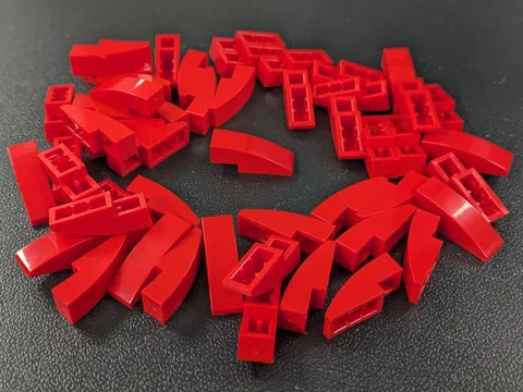 LEGO Lot 50x New Red Slope, Curved 3 x 1 (50950) Building Bricks Bulk