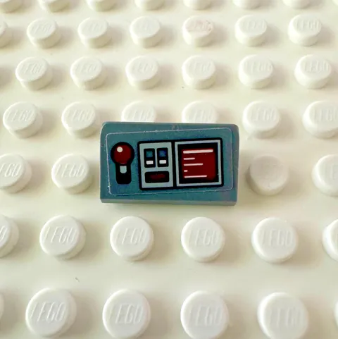 LEGO Slope 30 1x2x2/3 w Light B Gray Control Panel Dark Red Joystick 85984pb168
