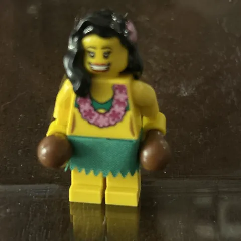 LEGO Hula Girl Minifigure with Flower Lei and Green Skirt Rare Adult Owned