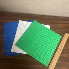 Lego Base Plates Lot Of 3 Green Blue White 10in Flat Classic Exc Cond