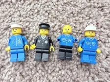 Vintage LEGO Town Minifigures - Police, Highway Worker Service Officers Lot of 4