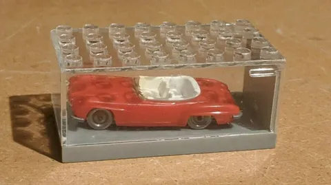 Rare Vintage 1960 LEGO 1:87 scale MERCEDES 190SL red toy car W/ garage case 