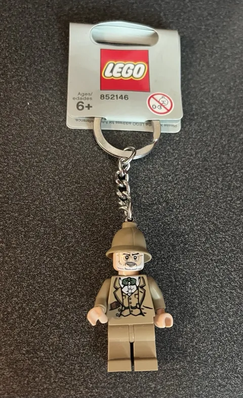 Lego Indiana Jones Keyring - Professor Henry Jones Sr. 852146 Rare Grey Tag