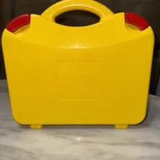LEGO Yellow Hard Plastic Carrying Carry Case Storage Box with Handle Dividers