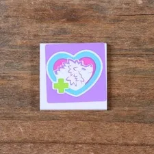 LEGO Friends White Tile 2 x 2 Hedgehog in Medium Azure Heart Pattern 3068pb0753