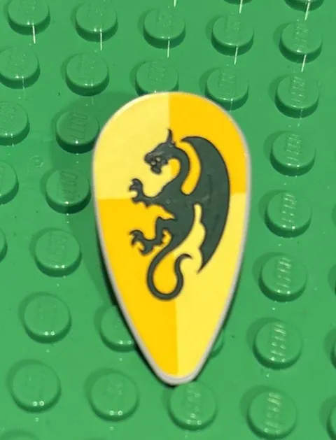 LEGO Part Shield with Dark Green Dragon