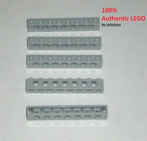 LEGO NEW 1x8 Light Bluish Grey Technic Brick with Holes (5x) 4211442 Brick 3702