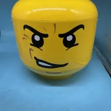 LEGO Yellow Large Minifigure Storage Head Angry Face Bin Toy Stackable