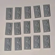 LEGO Lot Of 15 Light Bluish Gray Plate 1 x 2 Pieces Parts 1x2 Part # 3023 / 6225