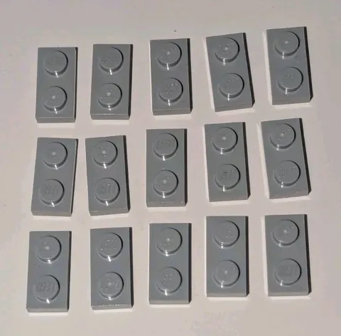 LEGO Lot Of 15 Light Bluish Gray Plate 1 x 2 Pieces Parts 1x2 Part # 3023 / 6225