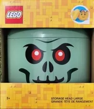 🔥 Lego LARGE Green Skeleton Zombie Storage Head Container Halloween Decor NEW!