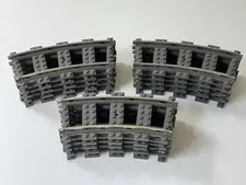 Lego Lot Of 15 9V Train Track Pieces Old Dark Grey - 15 Curved