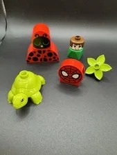 Assorted Vintage Lego Duplo 5 Pieces Spiderman Lady Bug Woman Turtle Flower