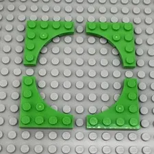 LEGO Plate Modified - Bright Green -  4 x 4 with 3 x 3 Curved Cutout - QTY x4