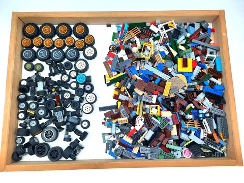 5 lbs Bulk LEGO Bricks, Wheels, Axels And Tires, stored on (W2-Lot E)