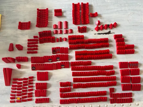 LEGO Lot 365 Red Slopes Roof Inverted Mixed Sizes Printed Parts Bulk Genuine
