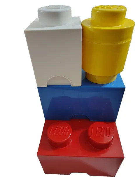 LEGO Storage Brick Set 4 Pc Lot Red Blue Yellow White Giant Blocks Drawer Boxes