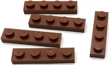 Lego 5 New Reddish Brown Plates 1 x 4 Stud Pieces