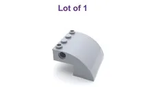 Lego 4x4x2 Curved Slope with 4 Studs and Pin Holes Light Bluish Gray Lot of 1