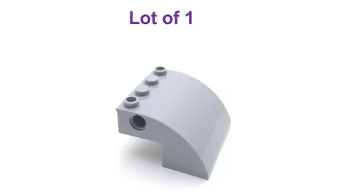 Lego 4x4x2 Curved Slope with 4 Studs and Pin Holes Light Bluish Gray Lot of 1