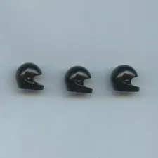 LEGO x 3 Black Minifigure, Headgear Helmet Motorcycle (Standard) 2446