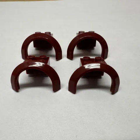 4 Lego Vehicle Mudguard Lot Dark Red (4 x 2-1/2 x 1-2/3) w/Arch Round 50745