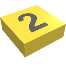 LEGO Part 3070bpr0027 - Yellow Tile 1 x 1 with Black '2' Print