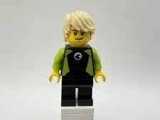 LEGO CITY Part cty0811 - Surfer,Blonde Hair, Alternate head, Black & Green - 1pc