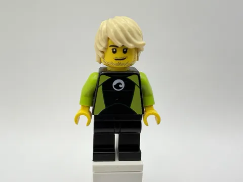 LEGO CITY Part cty0811 - Surfer,Blonde Hair, Alternate head, Black & Green - 1pc