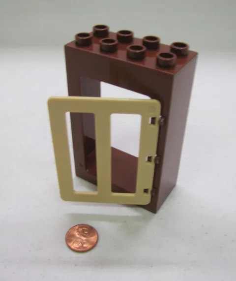 Lego Duplo Brown & Tan Large Door Window Pane Unit Building Block 2X4X6