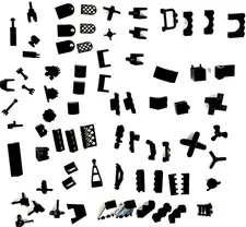  LEGO Black Specialty Connectors Piece Lot 82pc – Mechanical Hinges Clips Propel