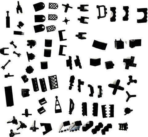  LEGO Black Specialty Connectors Piece Lot 82pc – Mechanical Hinges Clips Propel
