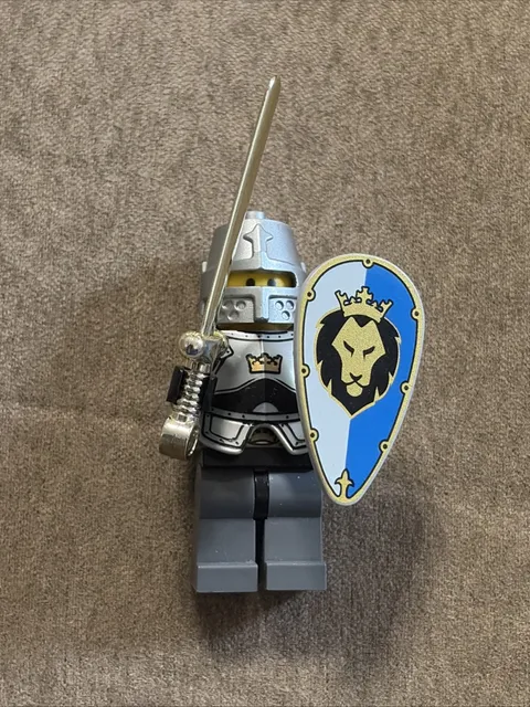 LEGO Castle Fantasy Era Crown Knight Minifigure Shield Sword Metallic Armor