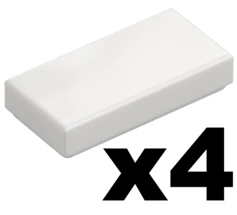 Lego 4 New Tile White 1 x 2 Smooth Plain Flat Mosaic Part 3069b WH01 