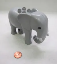 Lego Duplo Large Grey Adult Elephant Animal Circus Safari Zoo w/ White Tusks #2