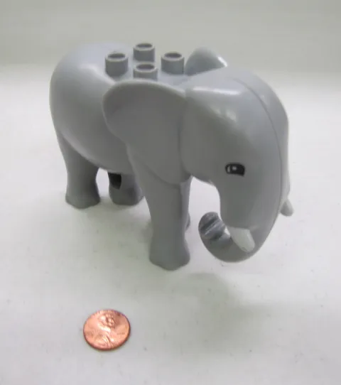 Lego Duplo Large Grey Adult Elephant Animal Circus Safari Zoo w/ White Tusks #2