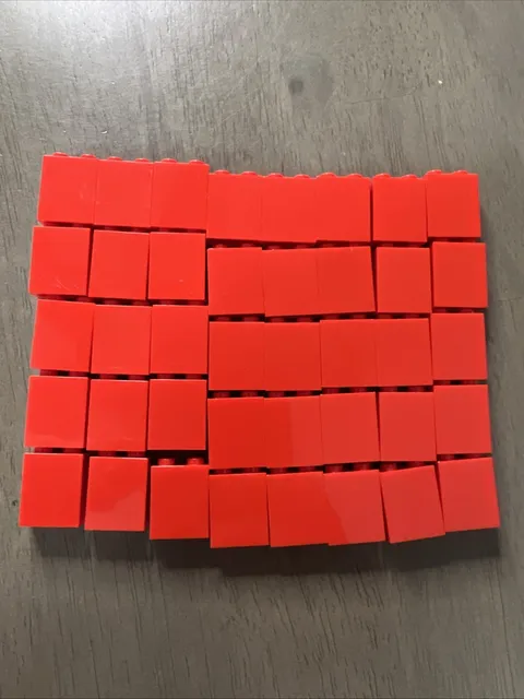 LEGO 3245c Red Brick 1 x 2 x 2 with Inside Stud Holder 40 Pieces