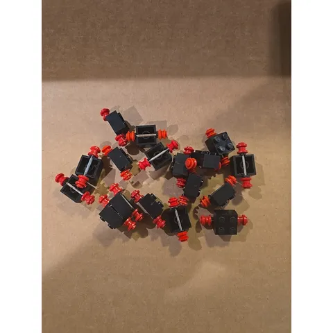 LEGO Technic Brick 1x2 with Axle Hole Lot of Black Red Parts Pieces