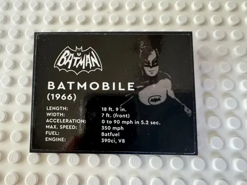 LEGO Slope 10 6 x 8 with Batman Logo and 'BATMOBILE (1966)' 4515pb076