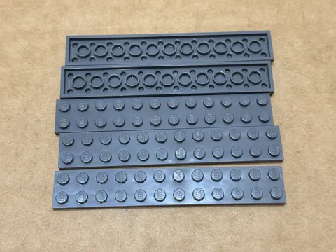 LEGO Parts - Dark Bluish Gray Plate 2 x 12 - No 2445 - QTY 5