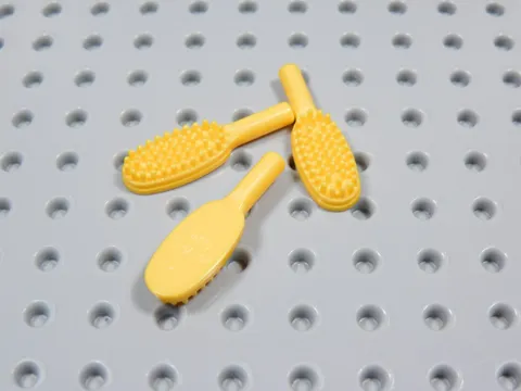LEGO Lot of 3 Bright Yellow Orange Hairbrush Accessory Minifig BT