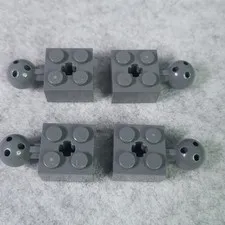 LEGO 57909b Technic Brick 2x2 with Axle Hole 6 Holes in Ball Dark Bluish Gray x4